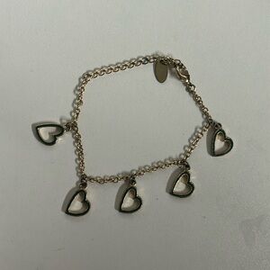 Tilyon gold and green enamel dangle heart bracelet